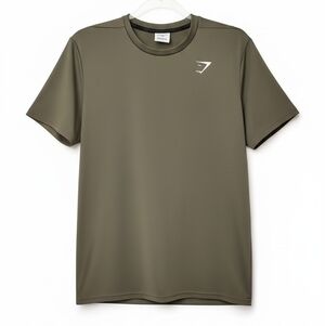 Gymshark Men's M Medium Olive Green Training Athletic Performance T Shirt